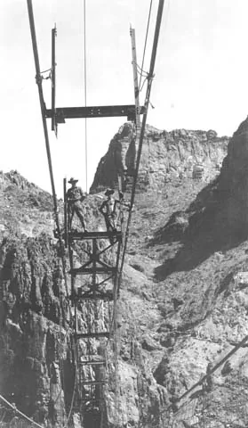 10130 Grand Canyon Historic Kaibab Suspension Bridge Construction c. 1928 photograph