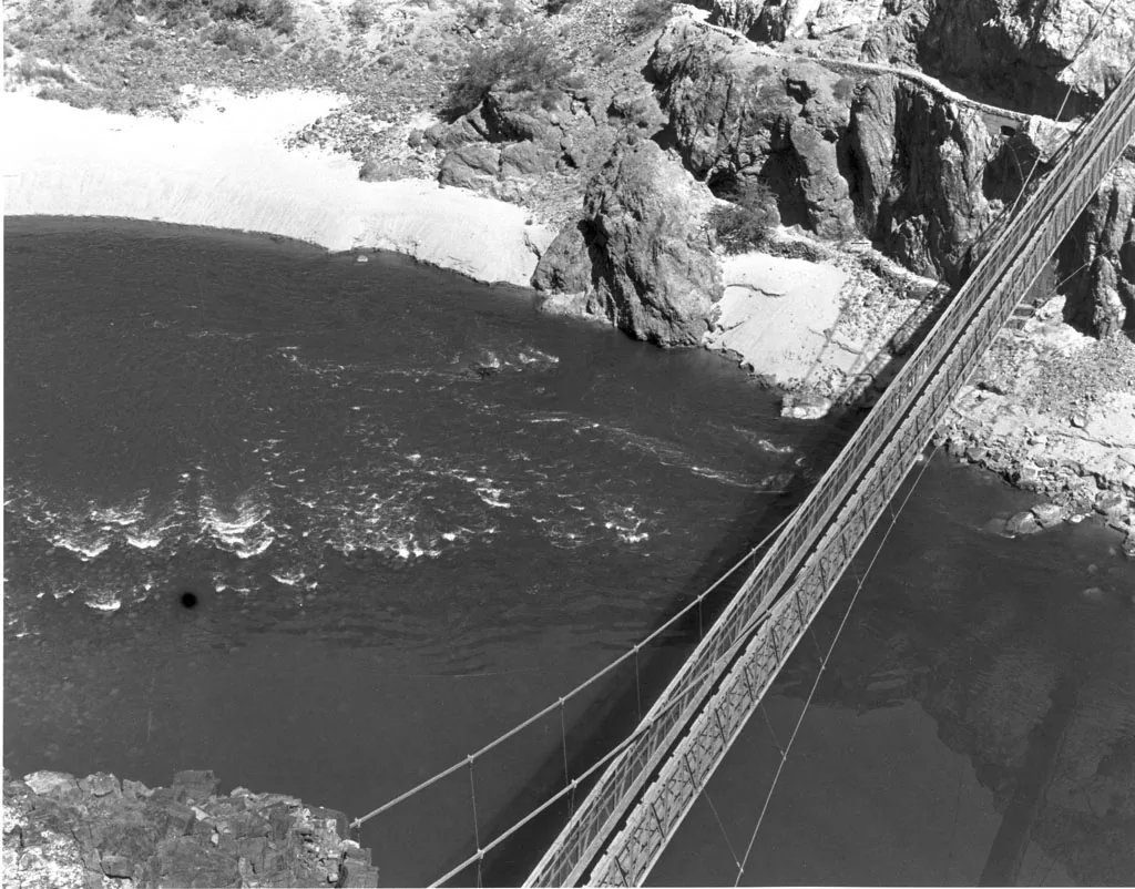04259 Grand Canyon Historic Kaibab Trail Suspension Bridge Aerial photograph