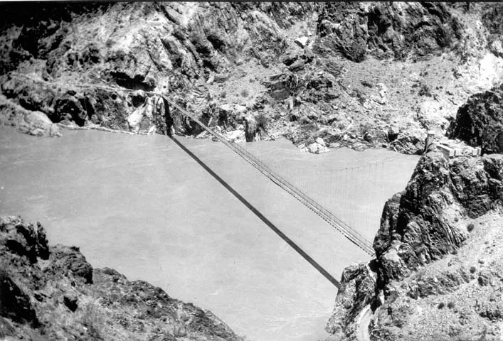 13101 Grand Canyon Historic Phantom Ranch Suspension Bridge 1927 photograph